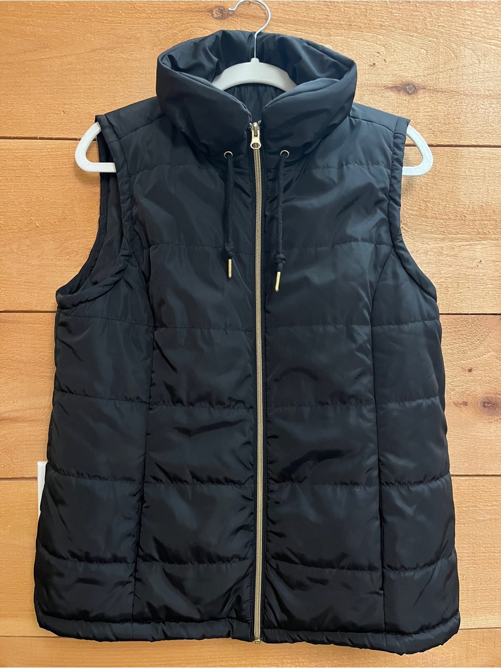 Black Quilted Puffer Vest with High Collar